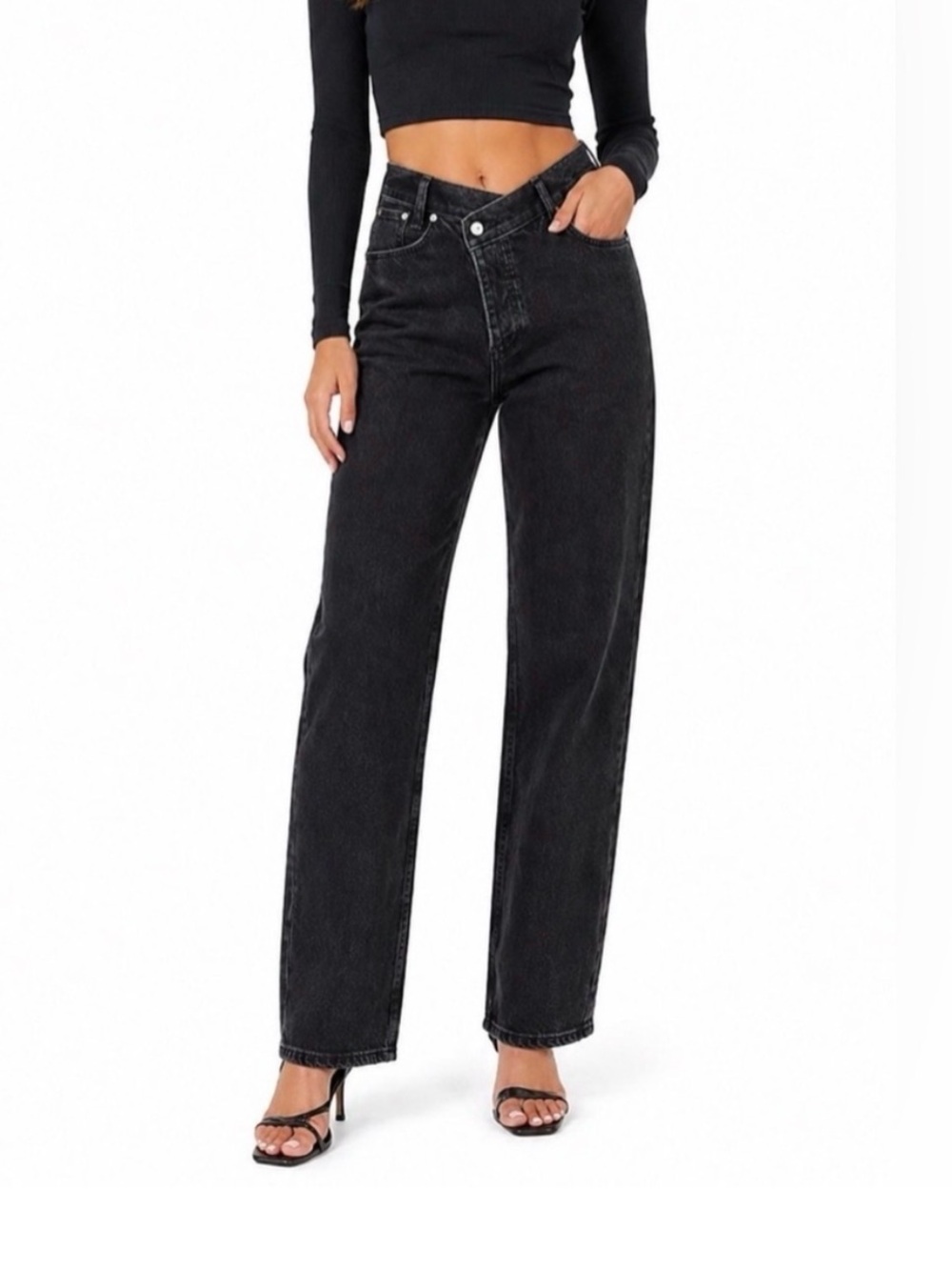 Abercrombie & Fitch High-Rise Wide-Leg Jeans - Black